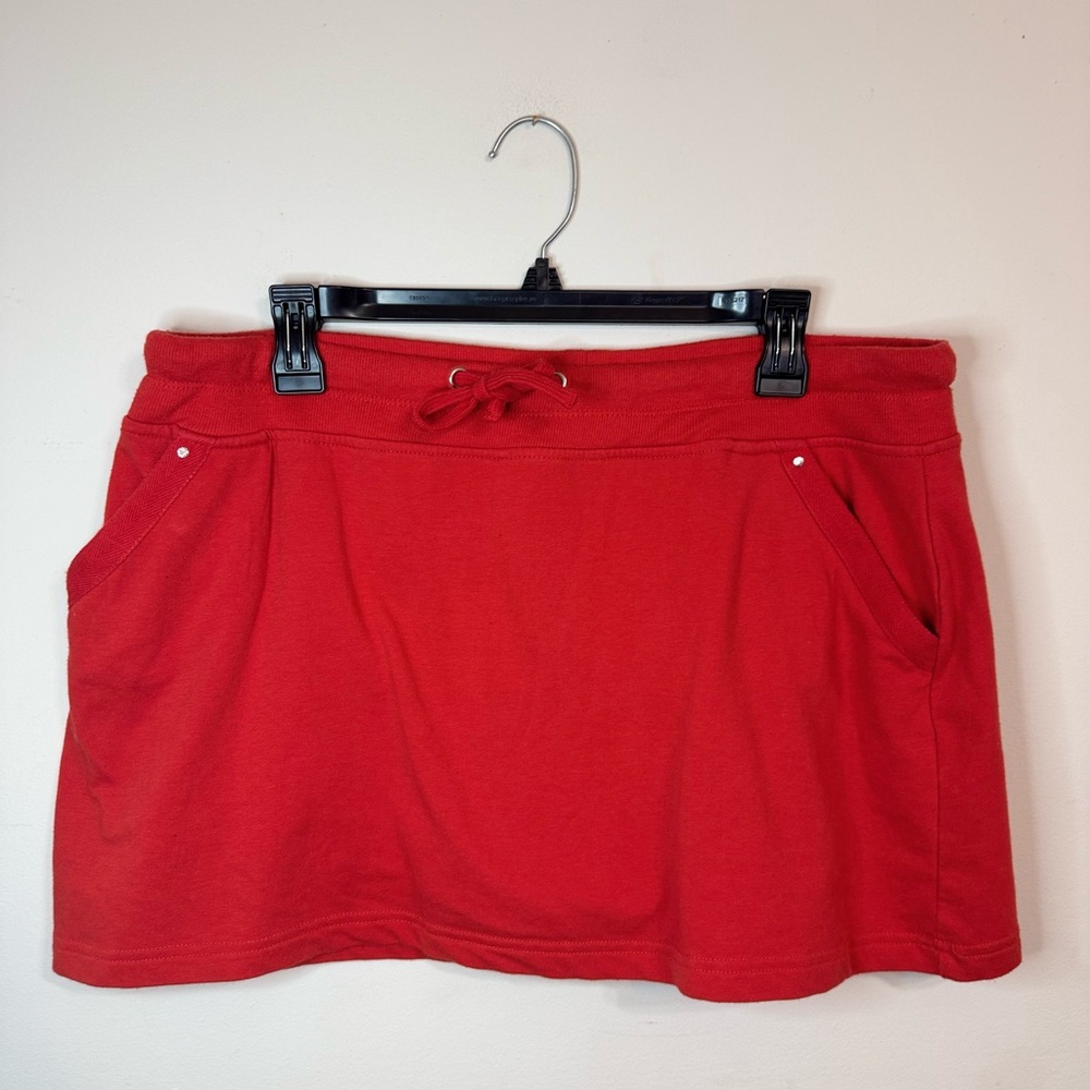 Onque Casual | Red Cotton Ladies Skort with Pockets | Size Petite XL